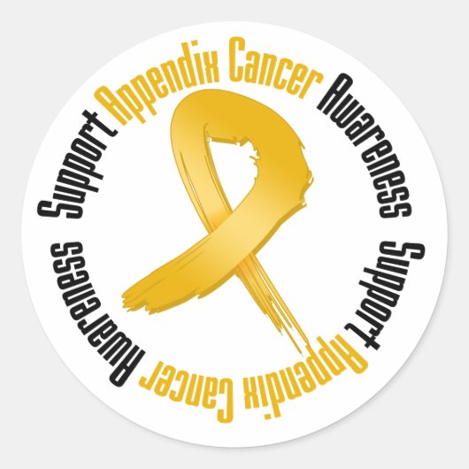 Ondersteuning van Appendix Cancer Awareness Ronde Sticker (Voorkant)