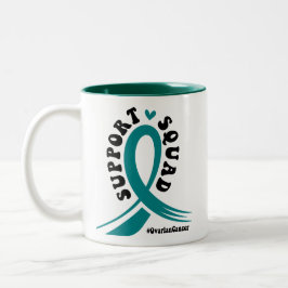 Ondersteuning van de bestrijding van eierstokkanke tweekleurige koffiemok