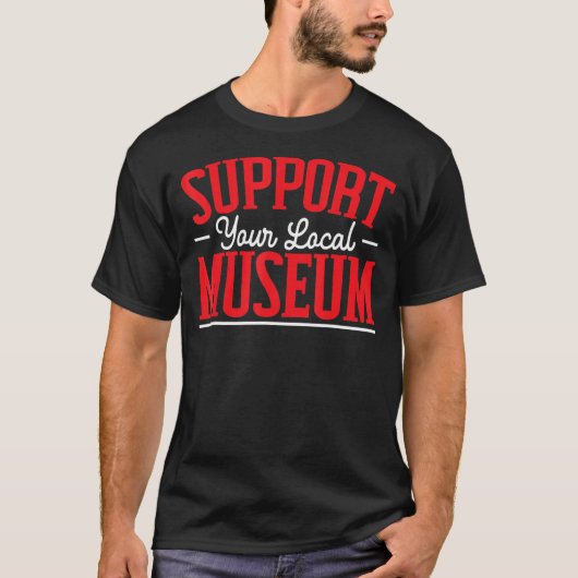 Ondersteuning van de curator van het museum in het t-shirt (Voorkant)