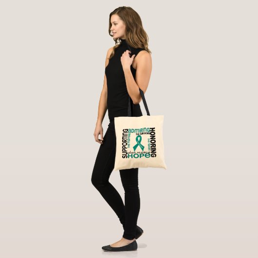 Ondersteuning van de ontvangst van 9 ovariumkanker tote bag (Voorkant (model))