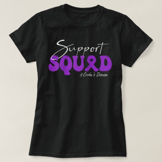 Ondersteuning van de Paarse Rib van Squad Crohn op T-shirt (Design voorkant)