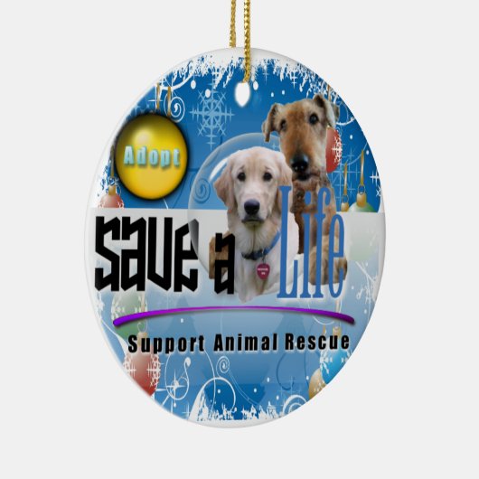 ONDERSTEUNING VAN DIERLIJKE RESCUE CHRISTMAS ORNAM KERAMISCH ORNAMENT (Rechts)