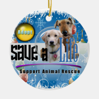 ONDERSTEUNING VAN DIERLIJKE RESCUE CHRISTMAS ORNAM KERAMISCH ORNAMENT