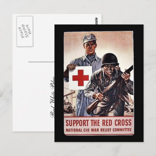 Ondersteuning van het Rode Kruis Briefkaart (Voorkant / Achterkant)