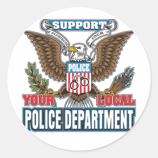 Ondersteuning van lokale politie ronde sticker (Voorkant)
