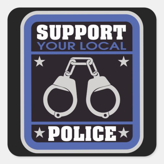 Ondersteuning van lokale politie vierkante sticker (Voorkant)