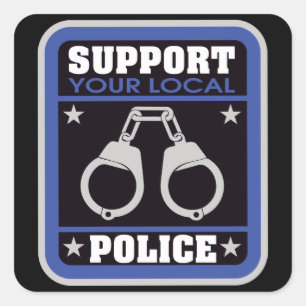 Ondersteuning van lokale politie vierkante sticker