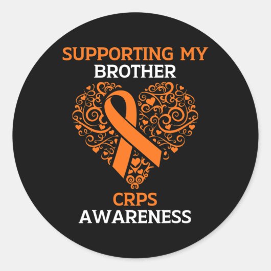 Ondersteuning van mijn broer RSD CRPS Awareness Mo Ronde Sticker (Voorkant)
