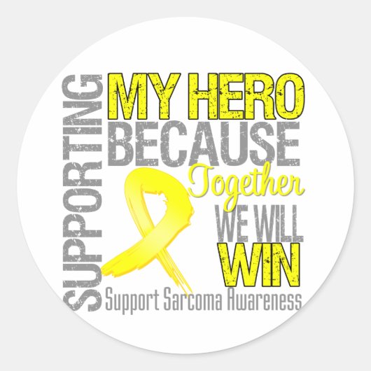 Ondersteuning van mijn Hero - Sarcoma - bewustword Ronde Sticker (Voorkant)