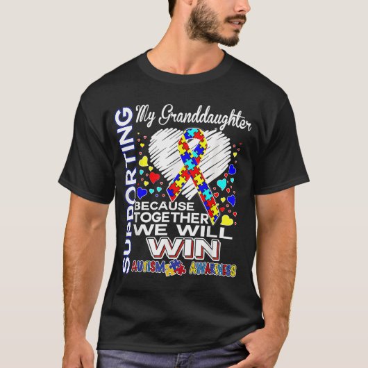 Ondersteuning van mijn kleindochter Autisme Awaren T-shirt (Voorkant)