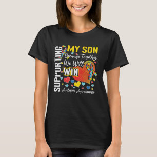 Ondersteuning van mijn zoon kleurrijke puzzel auti t-shirt