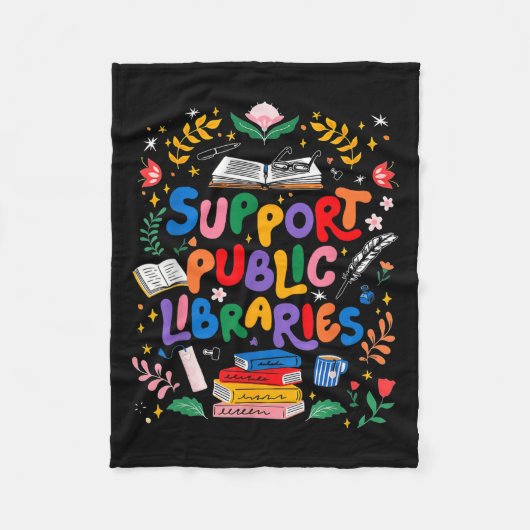 Ondersteuning van openbare bibliotheken Boekworm L Fleece Deken (Voorkant)