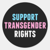 Ondersteuning van transgenderrechten ronde sticker (Voorkant)