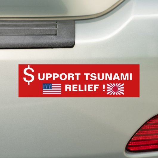 ONDERSTEUNING VAN TSUNAMI RELIEF! BUMPERSTICKER (Op auto)