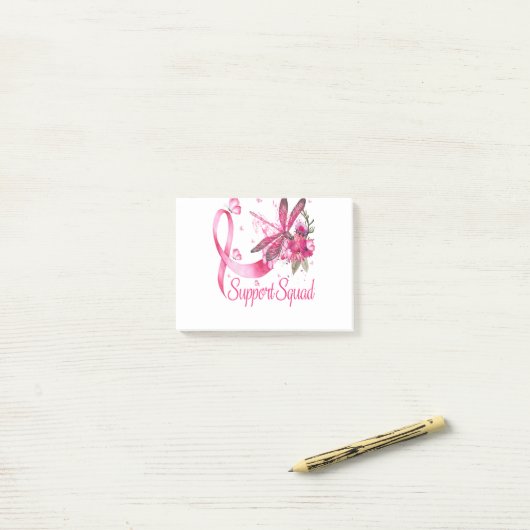 Ondersteuning van vierkant dragonfly-borstkankerbe post-it® notes (Op bureau)