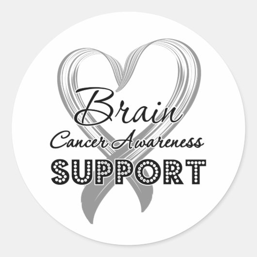 Ondersteuning van voorlichting over hersenkanker ronde sticker (Voorkant)