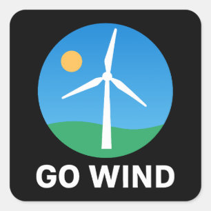Ondersteuning van windenergie – Pro Clean Wind Pow Vierkante Sticker