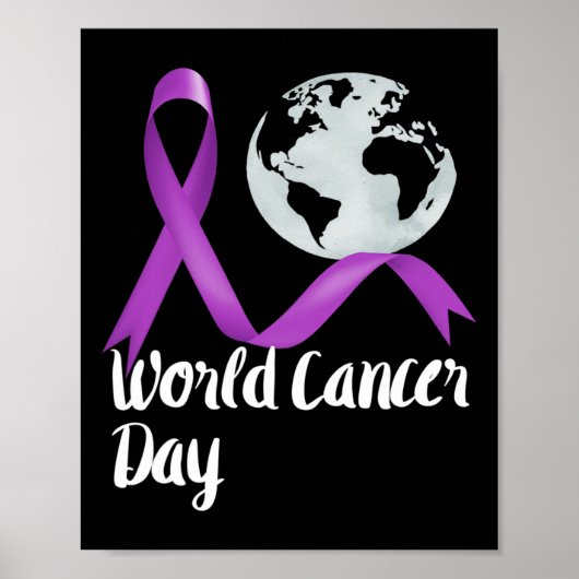 Ondersteuning van World Cancer Day Lavender Graphi Poster (Voorkant)
