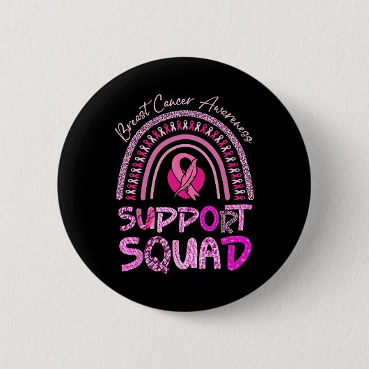 Ondersteuning vierkant roze regenbooglooster borst ronde button 5,7 cm (Voorkant)