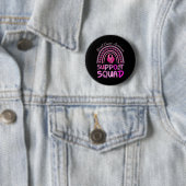 Ondersteuning vierkant roze regenbooglooster borst ronde button 5,7 cm (In situ)
