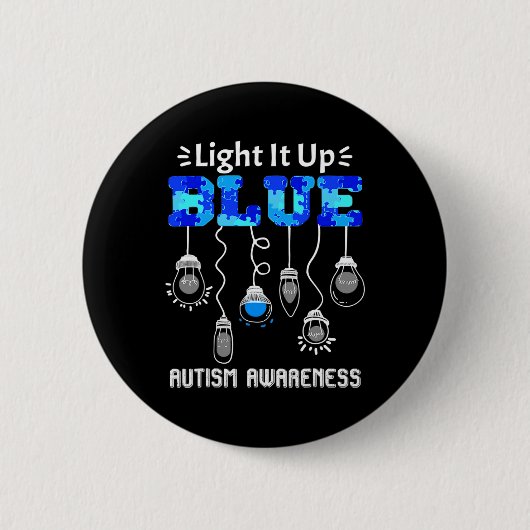 Ondersteuning voor blauw autisme oplichten ronde button 5,7 cm (Voorkant)