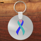 Ondersteuning voor blauwgroen/roze/blauw lint sleutelhanger (Voorkant)