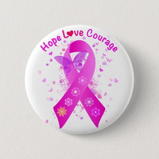 Ondersteuning voor borstkanker ronde button 5,7 cm (Voorkant)