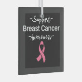 Ondersteuning voor borstkanker Roze lint Glas Ornament (Voorkant Rechts)