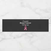 Ondersteuning voor borstkanker Roze lint Waterfles Etiket (Enkel label)