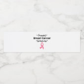 Ondersteuning voor borstkanker Roze lint Waterfles Etiket (Enkel label)