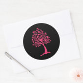 Ondersteuning voor borstkanker - Roze lintboom Ronde Sticker (Envelop)