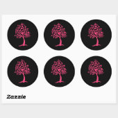 Ondersteuning voor borstkanker - Roze lintboom Ronde Sticker (Vel)