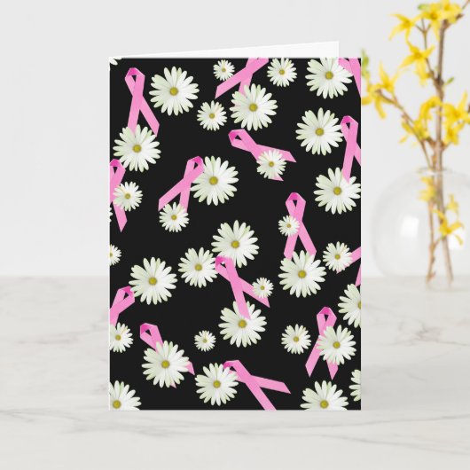 Ondersteuning voor borstkanker Survivor Pink Ribbo Kaart (Gele Bloem)