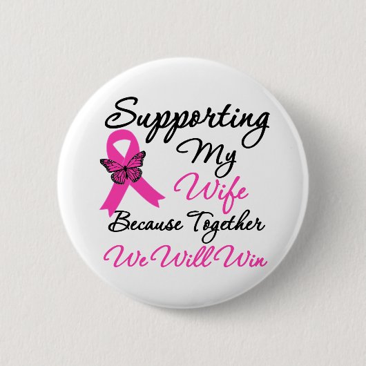 Ondersteuning voor borstkanker (vrouw) ronde button 5,7 cm (Voorkant)