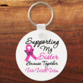 Ondersteuning voor borstkanker (zuster) sleutelhanger (Voorkant)