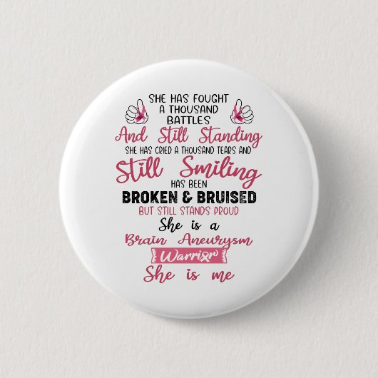 Ondersteuning voor brain Aneurysm Warrior Gifts Ronde Button 5,7 Cm (Voorkant)