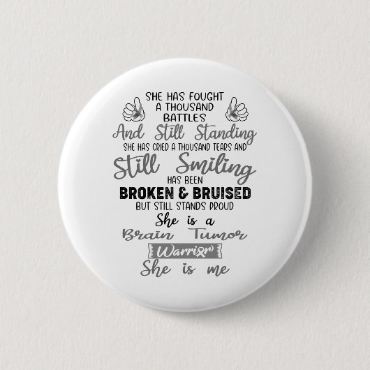 Ondersteuning voor brain Tumor Warrior Gifts Ronde Button 5,7 Cm (Voorkant)
