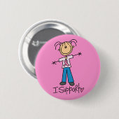 Ondersteuning voor Breast Cancer bij Stick Figuur Ronde Button 5,7 Cm (Voorkant /achterkant)