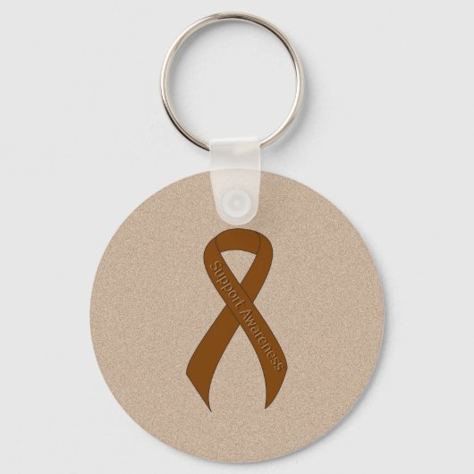 Ondersteuning voor bruin lint sleutelhanger (Voorkant)