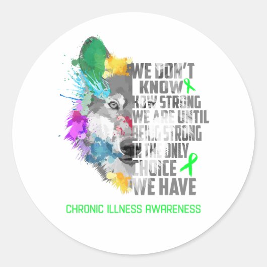 Ondersteuning voor chronische ziekte Awareness Rib Ronde Sticker (Voorkant)