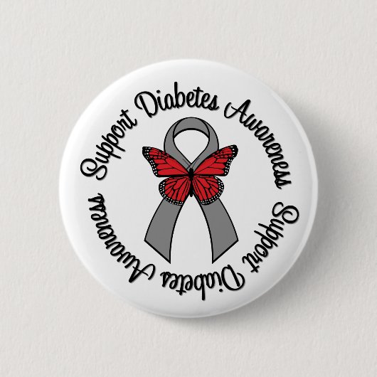 Ondersteuning voor diabetes Awareness Butterfly Ri Ronde Button 5,7 Cm (Voorkant)