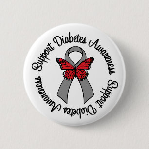 Ondersteuning voor diabetes Awareness Butterfly Ri Ronde Button 5,7 Cm