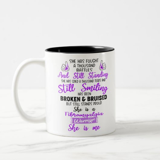 Ondersteuning voor Fibromyalgia Warrior Gifts Tweekleurige Koffiemok (Links)