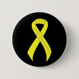 Ondersteuning voor geel lint ronde button 5,7 cm