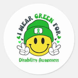 Ondersteuning voor gehandicaptenbewustzijn ronde sticker