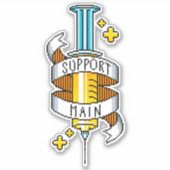 Ondersteuning voor hoofdgamer Gele Pixel Art Spuit Sticker (Voorkant)