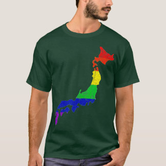 Ondersteuning voor Japan Map Gay Pride Rainbow Fla T-shirt
