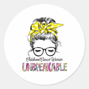 Ondersteuning voor kinderkanker - Koolstofonderste Ronde Sticker