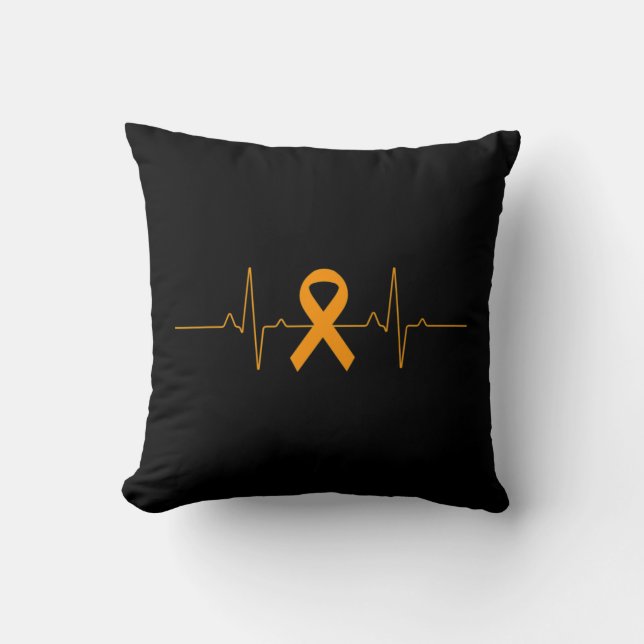 Ondersteuning voor Leukemie Bewustheid oranje Ribb Kussen (Voorkant)