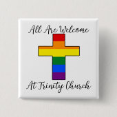 Ondersteuning voor LGBT Christelijk Vierkante Button 5,1 Cm (Voorkant)